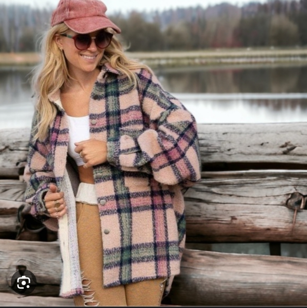 POL Plaid Button-Up 100% Cotton Jacket_Med